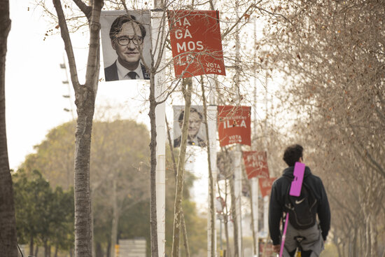 Socialist party campaign banners in Barcelona (by Job Vermeulen)